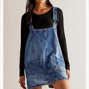 Free People We The Free Overall Smock Mini Top Dress Denim